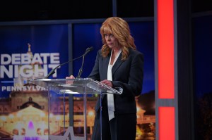 Governor Josh Shapiro, a Democrat, and State Treasurer Stacy Garrity, a Republican, debate at WHTM in Harrisburg Wednesday, Oct. 7. Governor Josh Shapiro, a Democrat, and State Treasurer Stacy Garrity, a Republican, debate at WHTM in Harrisburg Wednesday, Oct. 7.